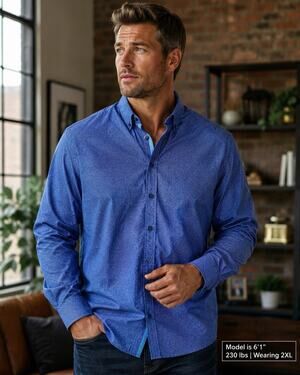 Slate Denim Co Mens 2XL Blue Pattern Button Up Dress Shirt